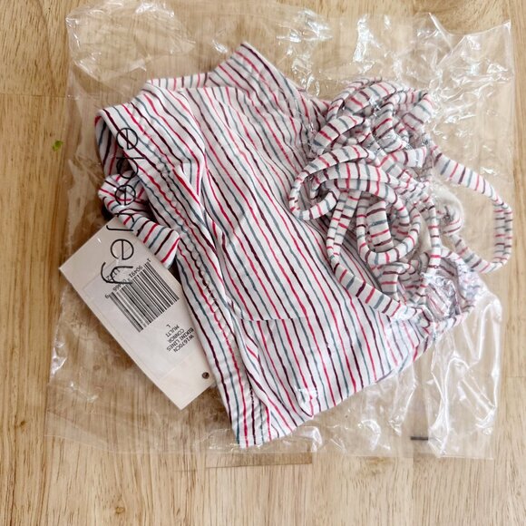 NWT Eberjey Bikini Top Lines Connor L NEW White Red Gray - Picture 7 of 7